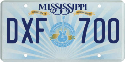 MS license plate DXF700