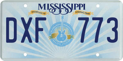 MS license plate DXF773