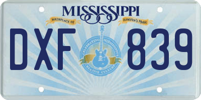 MS license plate DXF839