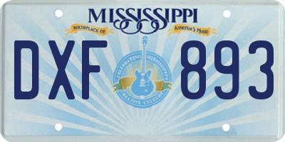 MS license plate DXF893