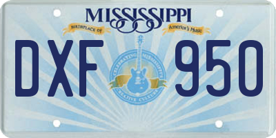 MS license plate DXF950
