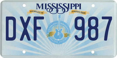 MS license plate DXF987