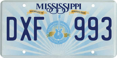 MS license plate DXF993