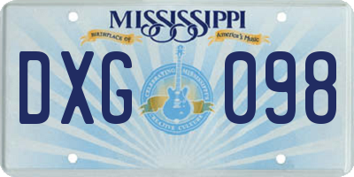 MS license plate DXG098