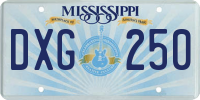 MS license plate DXG250