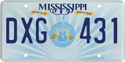 MS license plate DXG431