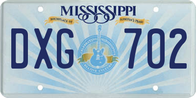MS license plate DXG702