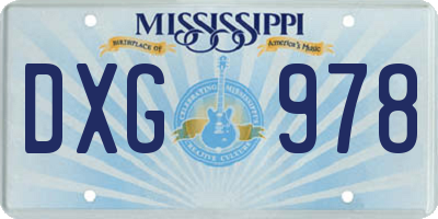 MS license plate DXG978