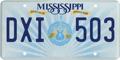MS license plate DXI503