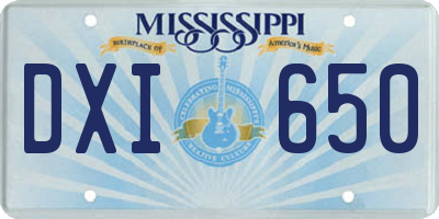 MS license plate DXI650