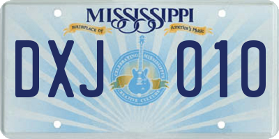MS license plate DXJ010