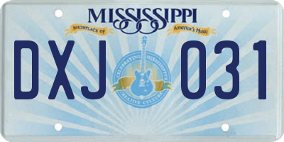 MS license plate DXJ031