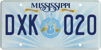 MS license plate DXK020