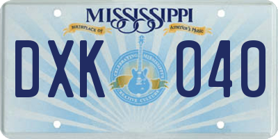 MS license plate DXK040