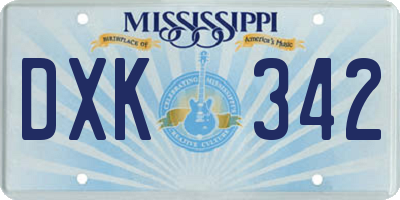 MS license plate DXK342