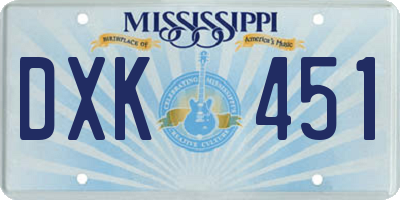 MS license plate DXK451