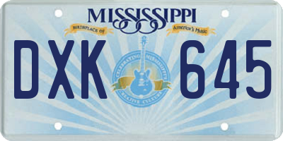 MS license plate DXK645