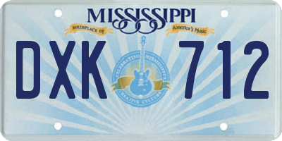 MS license plate DXK712