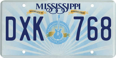 MS license plate DXK768
