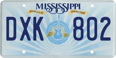 MS license plate DXK802