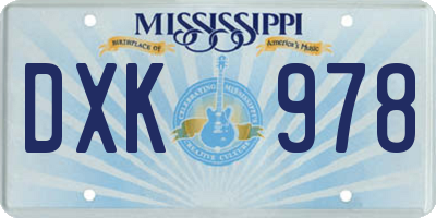 MS license plate DXK978