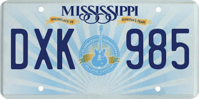 MS license plate DXK985