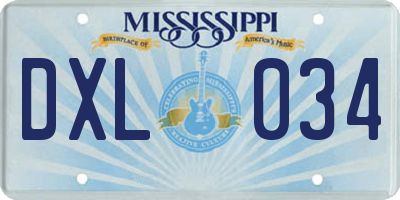 MS license plate DXL034