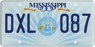 MS license plate DXL087
