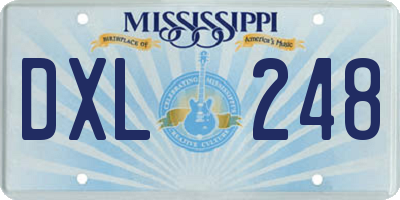 MS license plate DXL248