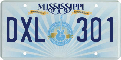 MS license plate DXL301