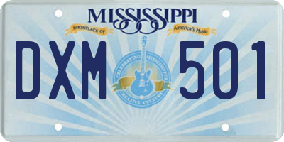 MS license plate DXM501
