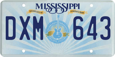 MS license plate DXM643