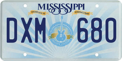 MS license plate DXM680