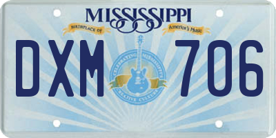 MS license plate DXM706