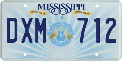 MS license plate DXM712
