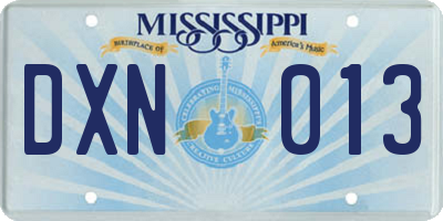 MS license plate DXN013
