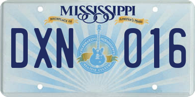 MS license plate DXN016