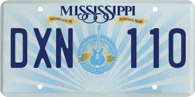 MS license plate DXN110