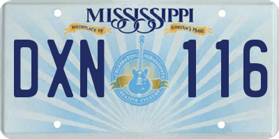 MS license plate DXN116