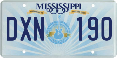 MS license plate DXN190