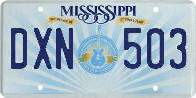 MS license plate DXN503