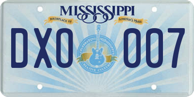 MS license plate DXO007