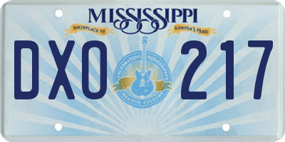 MS license plate DXO217