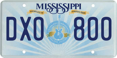 MS license plate DXO800