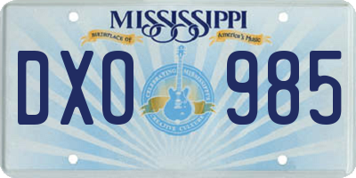 MS license plate DXO985