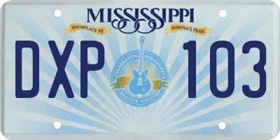 MS license plate DXP103