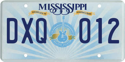 MS license plate DXQ012