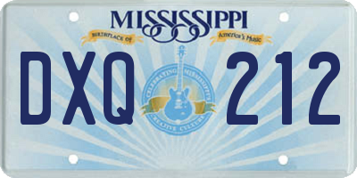 MS license plate DXQ212