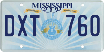 MS license plate DXT760