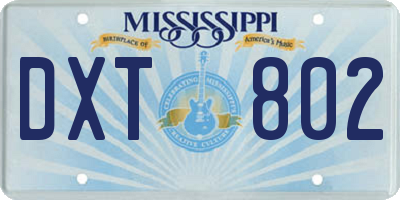 MS license plate DXT802